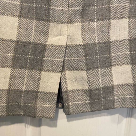 Tommy Hilfiger Size 10 Wool Blend Lined Gray Gold Metallic Plaid Pencil Skirt - Picture 6 of 10